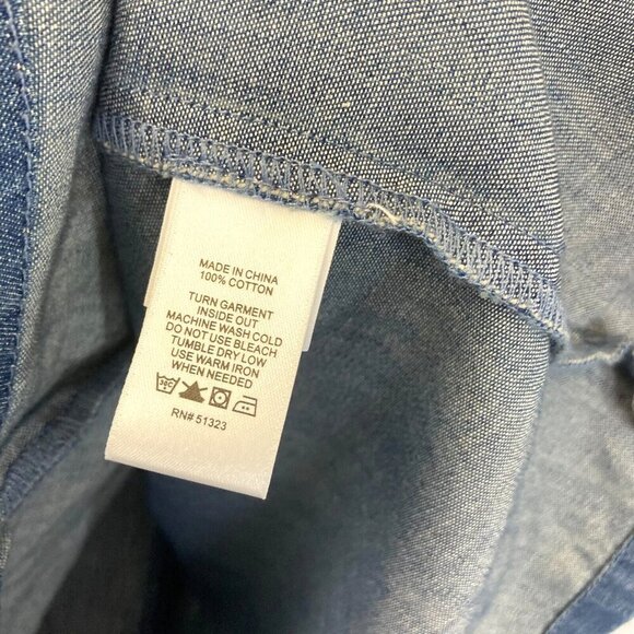 CECE Den Embroidered 3/4 Sleeve Chambray Shift Dress Size 10 Floral Boxy Denim - Picture 6 of 15